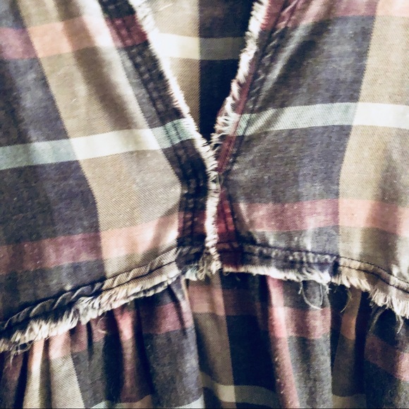 SOLD /// Peplum Love Fire Plaid Long Sleeve - Picture 3 of 4